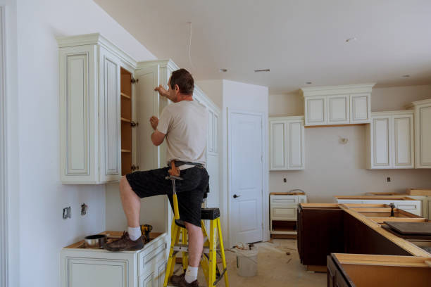 Kitchen island installation in New Germany by JMT Kitchen Cabinet